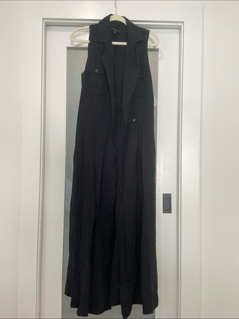 Banana Republic Black Sleeveless Maxi Wrap Trench Dress